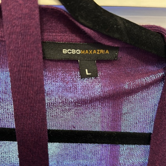 BCBGmaxazria aubergine Belted Cardigan w buttons and pockets - Picture 2 of 8